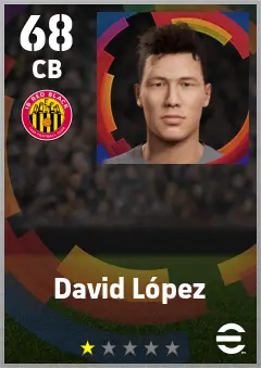 David Lopez eFootball 2026 player card — 68 OVR CB