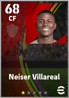 Neiser Villareal eFootball 2026 player card — 68 OVR CF