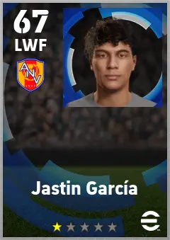 Jastin Garcia eFootball 2026 player card — 67 OVR LWF