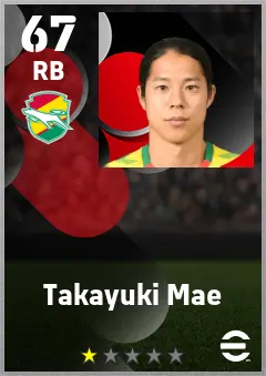 Takayuki Mae eFootball 2026 player card — 67 OVR RB