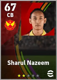 Sharul Nazeem eFootball 2026 player card — 67 OVR CB
