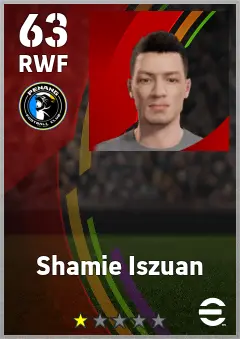 Shamie Iszuan eFootball 2026 player card — 63 OVR RWF