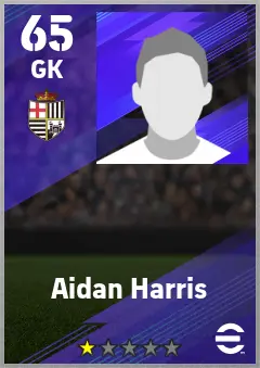 Aidan Harris eFootball 2026 player card — 65 OVR GK