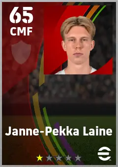 Janne-Pekka Laine eFootball 2026 player card — 65 OVR CMF