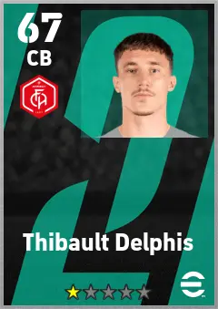 Thibault Delphis eFootball 2026 player card — 67 OVR CB
