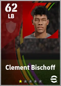 Clement Bischoff eFootball 2026 player card — 62 OVR LB