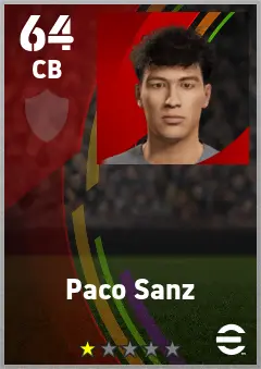 Paco Sanz eFootball 2026 player card — 64 OVR CB