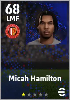 Micah Hamilton eFootball 2026 player card — 68 OVR LMF