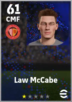 Law McCabe eFootball 2026 player card — 61 OVR CMF