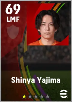 Shinya Yajima eFootball 2026 player card — 69 OVR LMF
