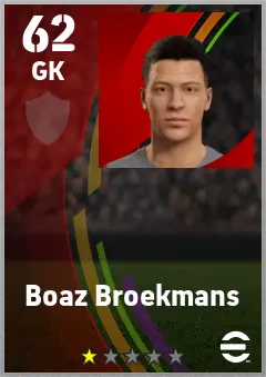 Boaz Broekmans eFootball 2026 player card — 62 OVR GK