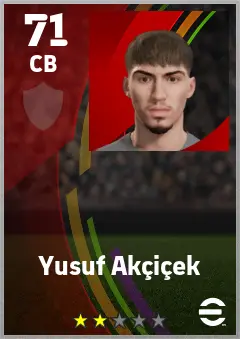 Yusuf Akcicek eFootball 2026 player card — 71 OVR CB