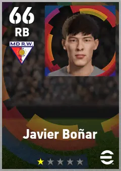 Javier Bonar eFootball 2026 player card — 66 OVR RB