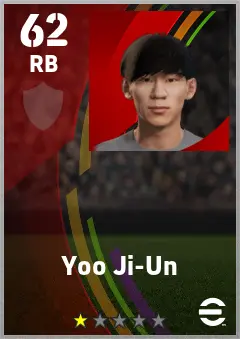 Yoo Ji-Un eFootball 2026 player card — 62 OVR RB