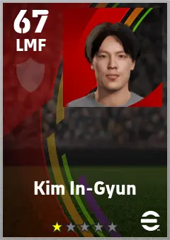 Kim In-Gyun eFootball 2026 player card — 67 OVR LMF