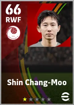 Shin Chang-Moo eFootball 2026 player card — 66 OVR RWF