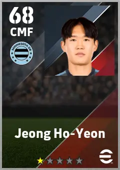 Jeong Ho-Yeon eFootball 2026 player card — 68 OVR CMF