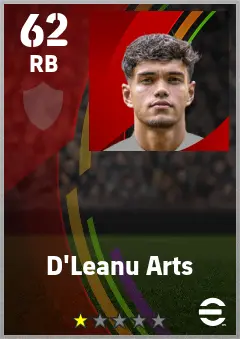 D Leanu Arts eFootball 2026 player card — 62 OVR RB