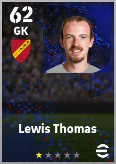Lewis Thomas eFootball 2026 player card — 62 OVR GK