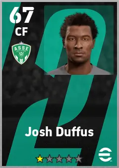 Josh Duffus eFootball 2026 player card — 67 OVR CF