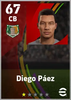 Diego Paez eFootball 2026 player card — 67 OVR CB