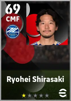 Ryohei Shirasaki eFootball 2026 player card — 69 OVR CMF