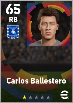 Carlos Ballestero eFootball 2026 player card — 65 OVR RB