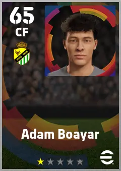 Adam Boayar eFootball 2026 player card — 65 OVR CF