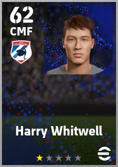 Harry Whitwell eFootball 2026 player card — 62 OVR CMF