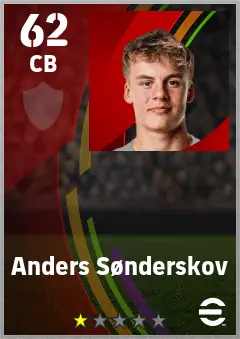 Anders Sonderskov eFootball 2026 player card — 62 OVR CB