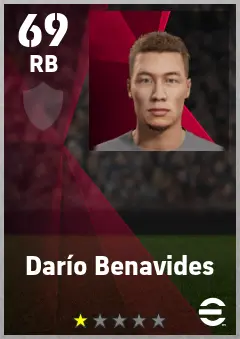 Dario Benavides eFootball 2026 player card — 69 OVR RB