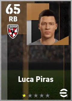 Luca Piras eFootball 2026 player card — 65 OVR RB