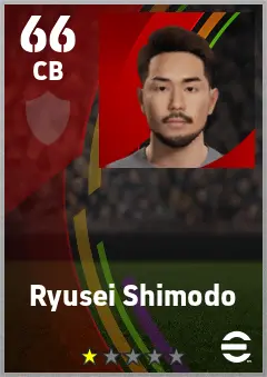 Ryusei Shimodo eFootball 2026 player card — 66 OVR CB
