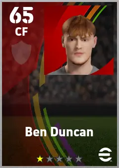 Ben Duncan eFootball 2026 player card — 65 OVR CF