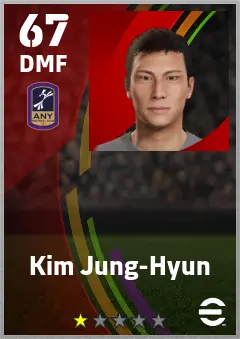 Kim Jung-Hyun eFootball 2026 player card — 67 OVR DMF