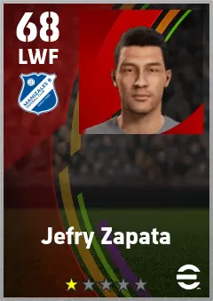 Jefry Zapata eFootball 2026 player card — 68 OVR LWF