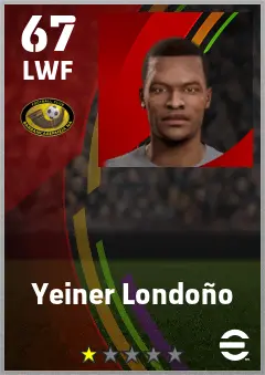 Yeiner Londono eFootball 2026 player card — 67 OVR LWF