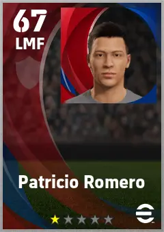 Patricio Romero eFootball 2026 player card — 67 OVR LMF