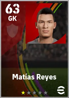 Matias Reyes eFootball 2026 player card — 63 OVR GK