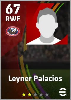 Leyner Palacios eFootball 2026 player card, 67 OVR RWF