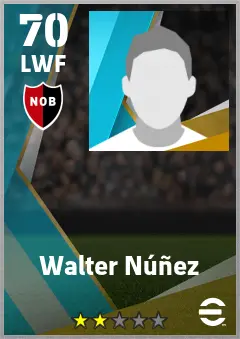 Walter Nunez eFootball 2026 player card — 70 OVR LWF