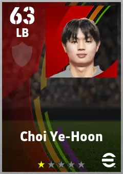 Choi Ye-Hoon eFootball 2026 player card — 63 OVR LB
