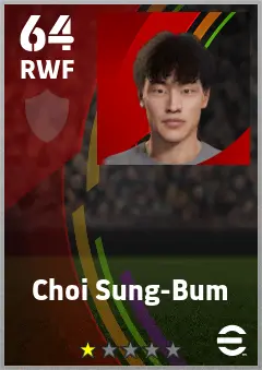 Choi Sung-Bum eFootball 2026 player card — 64 OVR RWF