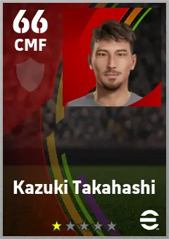 Kazuki Takahashi eFootball 2026 player card — 66 OVR CMF