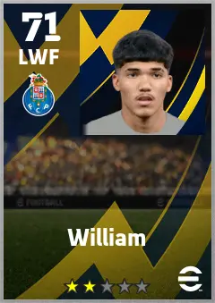 William eFootball 2026 player card — 71 OVR LWF