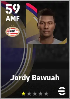 Jordy Bawuah eFootball 2026 player card — 59 OVR AMF
