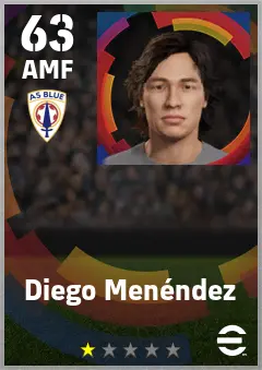 Diego Menendez eFootball 2026 player card — 63 OVR AMF
