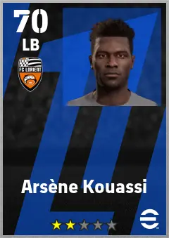 Arsene Kouassi eFootball 2026 player card — 70 OVR LB