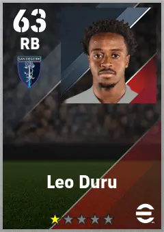 Leo Duru eFootball 2026 player card — 63 OVR RB