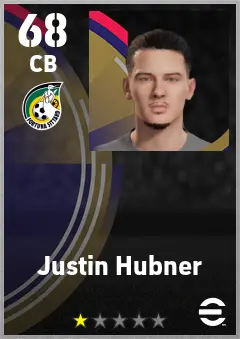 Justin Hubner eFootball 2026 player card — 68 OVR CB